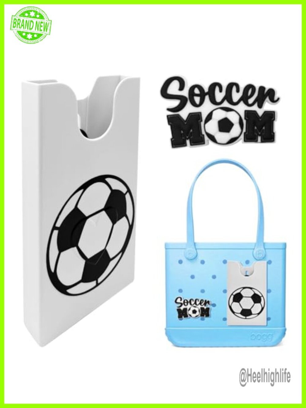 Soccer Phone Holder for Rubber Beach Bags with Soccer Charm ABS Plastic